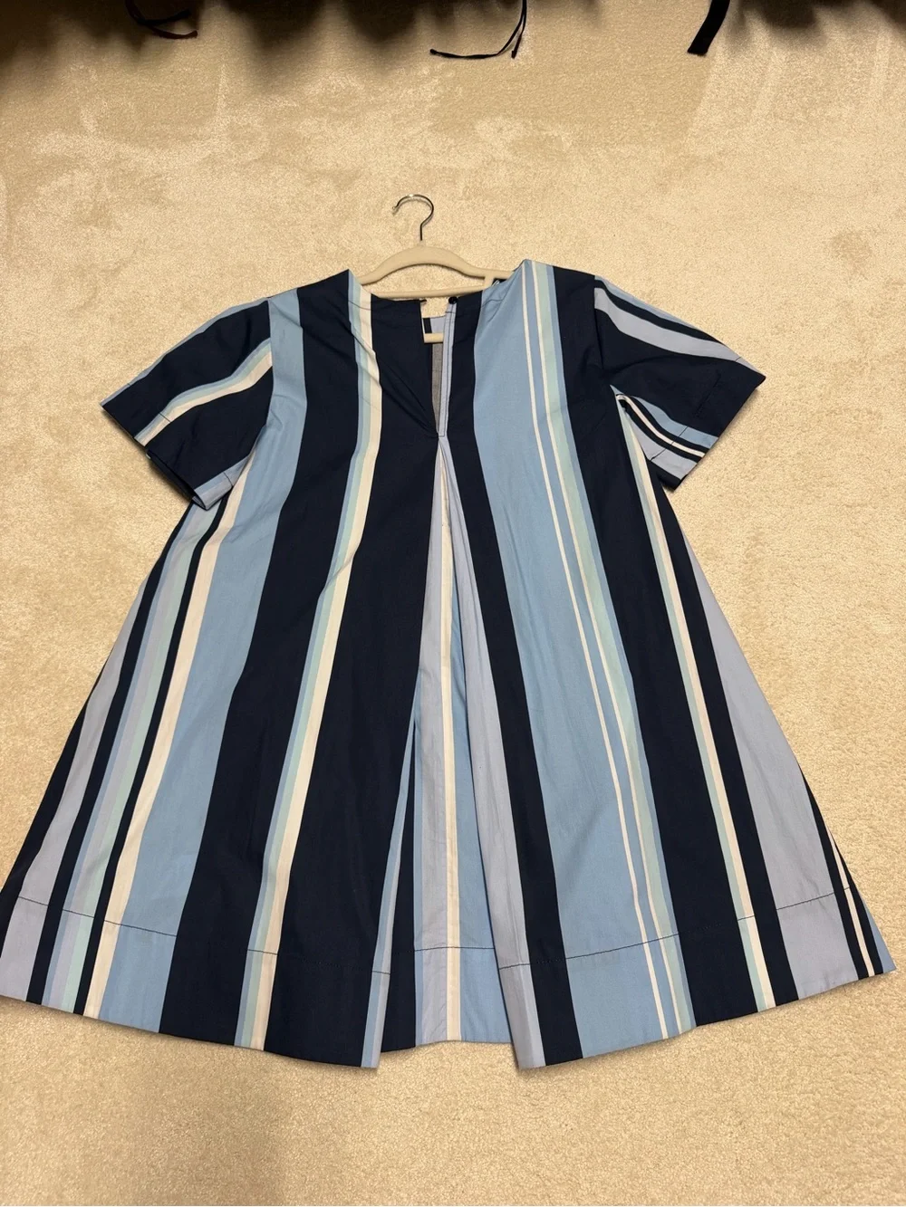 Maeve Navy and Light Blue Striped Swing Dress